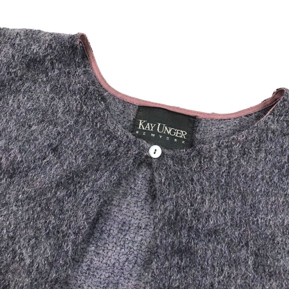 Vintage Mohair Cardigan Kay Unger Soft Purple One Button Sweater Womens Medium - Picture 6 of 6